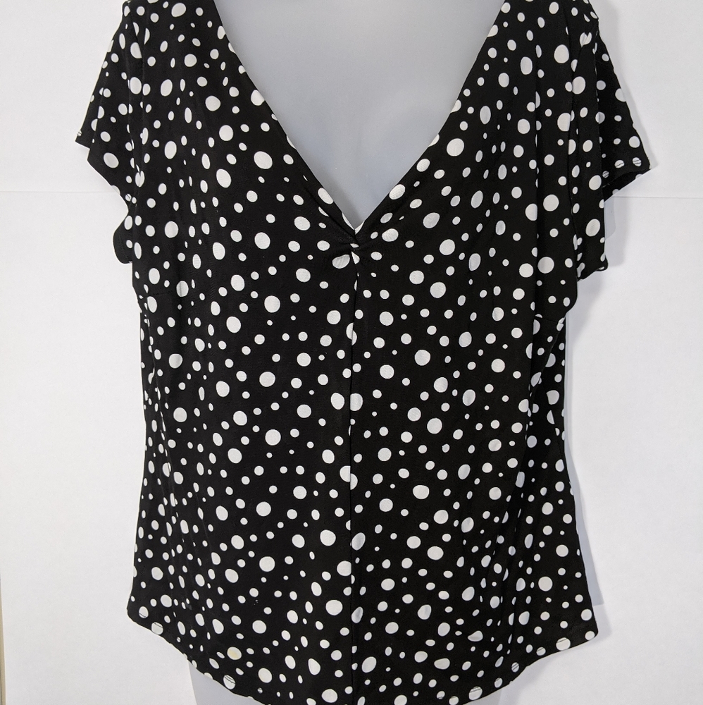 Talbots black and white polka dot XLg top